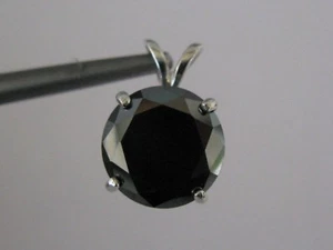 3.01ct 100% REAL EARTH MINED NATURAL BLACK DIAMOND NECKLACE, CERTIFICATE,PENDANT - Picture 1 of 6