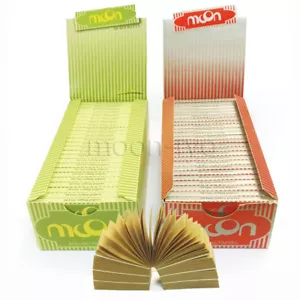 2 Box 100 Booklets Moon Cigarette Wood & Hemp 70x36mm Rolling Papers & 5 Tips - Imagen 1 de 9