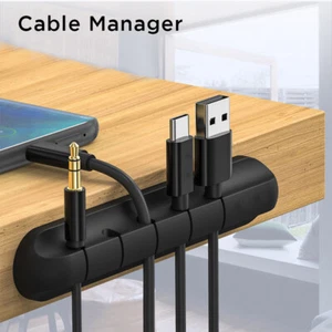 Organizador de cables silicona cable USB bobinador soporte de cable flexible clips de administración - Imagen 1 de 8