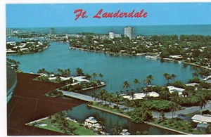 FORT LAUDERDALE FLORIDA FL VISTA AÉREA DE FT LAUDERDALE POSTAL SIN USAR - Imagen 1 de 2