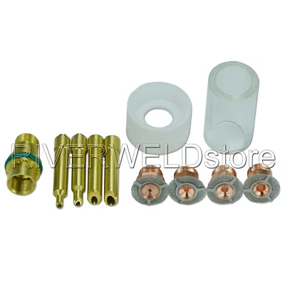 TIG Gas Saver Pyrex 杯套装正装 0.040" 1/16" 3/32" 1/8" WP 17 18 26 11 件 — 第 1/4 张图片