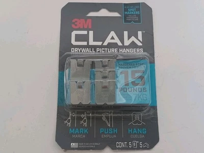 Gancho de pared para colgar cuadros paneles de yeso 3M CLAW paquete de 5 15 lb sin necesidad de herramientas Foto 1 de 4
