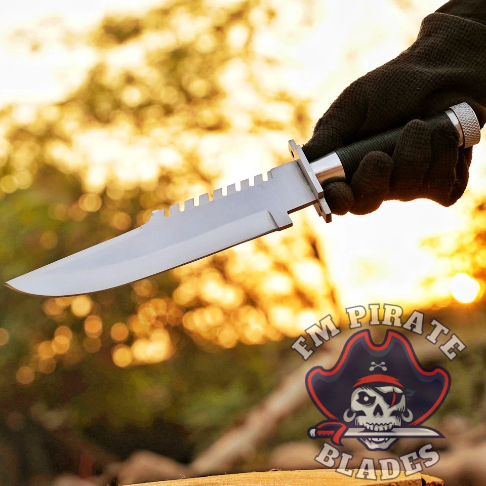 CUCHILLO BOWIE 14" HECHO A MANO PERSONALIZADO COMANDO LS1 SURVIVAL caza camping con funda. Foto 1 de 4