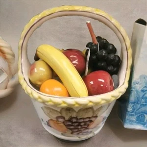 Keramik Obstschale Korb Retro Obst Holz Display Küche Bauernhof - Bild 1 von 1