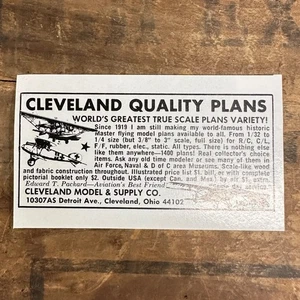 1986 Cleveland Model & Supply Co Aviation Scale Models Vintage Print Ad Ohio - Bild 1 von 2