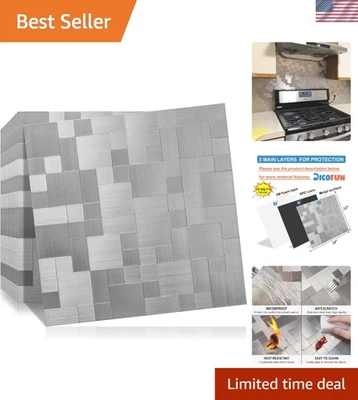 Salpicadero de azulejos de aluminio impermeable asequible de 10 hojas para cocinas elegantes Foto 1 de 4