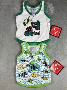 Vintage 90s Boys Sleeveless Tank Top lot of 2 Size 12 Months Fish Roller Blades - Picture 1 of 3