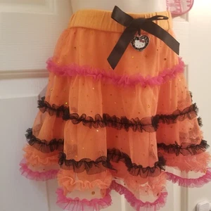 Gonna Halloween Hello Kitty San Rio arancione in tulle più borsetta taglia 4T - Foto 1 di 12