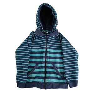 Polarn O. Pyret Sweden Hoodie Jacket 4-6 Years 110 Blue Green Teal Stripe Zip Up - Picture 1 of 7