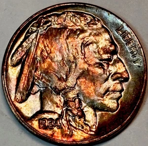 * 1934-D * TOP + GEM BU MS BUFFALO NICKEL * AUS ORIGINAL NACHLASS SAMMLUNG !!! - Bild 1 von 4
