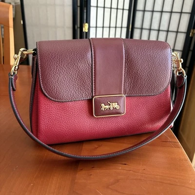 Coach Mini Grace Pebbled Leather Shoulder/Hand Bag Colorblock Red Apple CC057 - Image 1 of 4