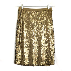 New York & Company Damen Midirock mit kleinen Pailletten Gr. S gold/messing gefüttert - Bild 1 von 8