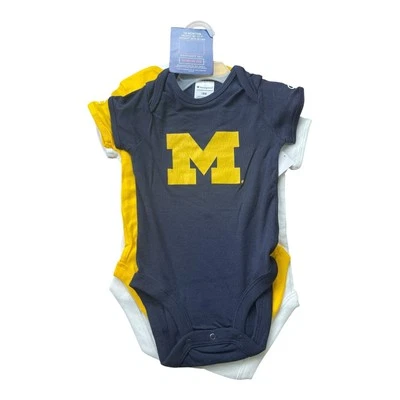 Conjunto Body Michigan Wolverines 18 Meses NCAA Bebé Azul Amarillo Blanco Campeón Foto 1 de 4
