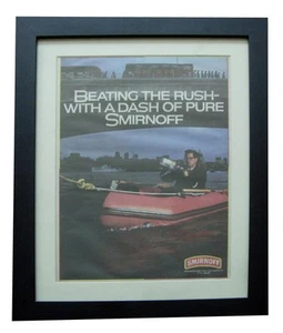 SMIRNOFF VODKA+SPIRITS+POSTER+AD+VINTAGE FRAMED ORIGINAL 1986+FAST WORLD SHIP - Picture 1 of 7
