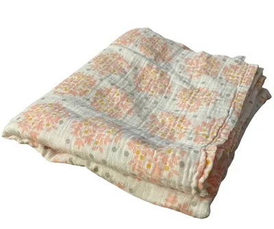 Manta Floral Muselina 40x46 Rosa Melocotón Amarillo Gris Suave Bebé Lovey Foto 1 de 4