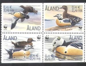 Aland 2001 WWF/Eider Duck/Birds/Nature/Conservation 4v set blk (n39644)