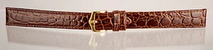 Cinturino orologio Hirsch Austria taglia 16 GXL pelle di vitello, goffrato coccodrillo, rosso-marrone - Foto 1 di 5