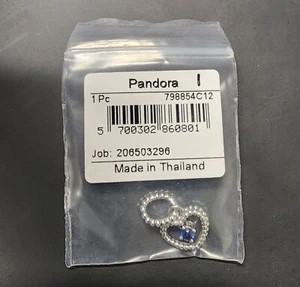 AUTHENTIC PANDORA SEPTEMBER SEA BLUE BEADED HEART DANGLE CHARM #798854C12 - Picture 1 of 3