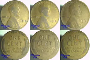 1912 Lincoln Wheat Three Coin Cent Lot - Zustand siehe Bilder - Bild 1 von 7