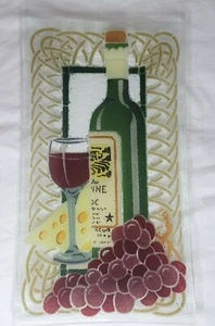 Peggy Karr Serving Plate/Tray Wine Bottle Grapes Cheese 13.5" x 7.5" signed - Picture 1 of 5