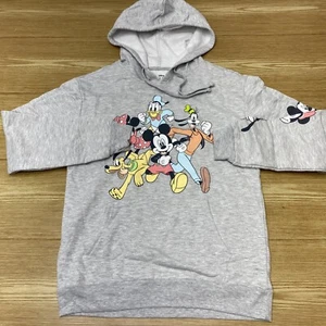 Disney Mickey Mouse Girls Fleeced Hoodie Size S 3-5 Gray Pullover Sweatshirt - Picture 1 of 18