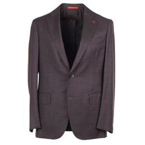 Isaia Regular-Fit Chocolate Brown Check Super 140s Wool Suit 40R (Eu 50) NWT - Picture 1 of 13