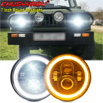 For Suzuki Samurai SJ410 Pair 7 inch LED Round Headlights Hi/Lo Beam DRL Lamp - Image 1 of 4