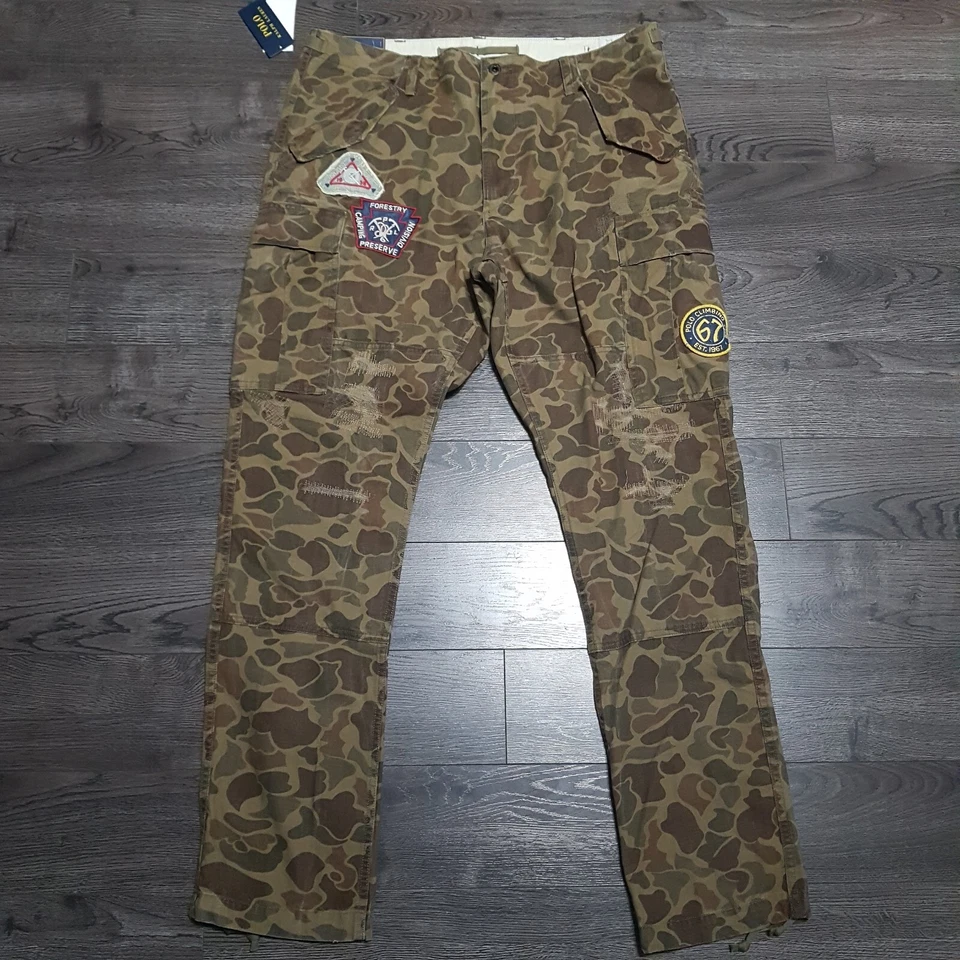 Ralph Lauren Polo Patchwork Camo Cargo Utility Voyager Pants mens 36x30