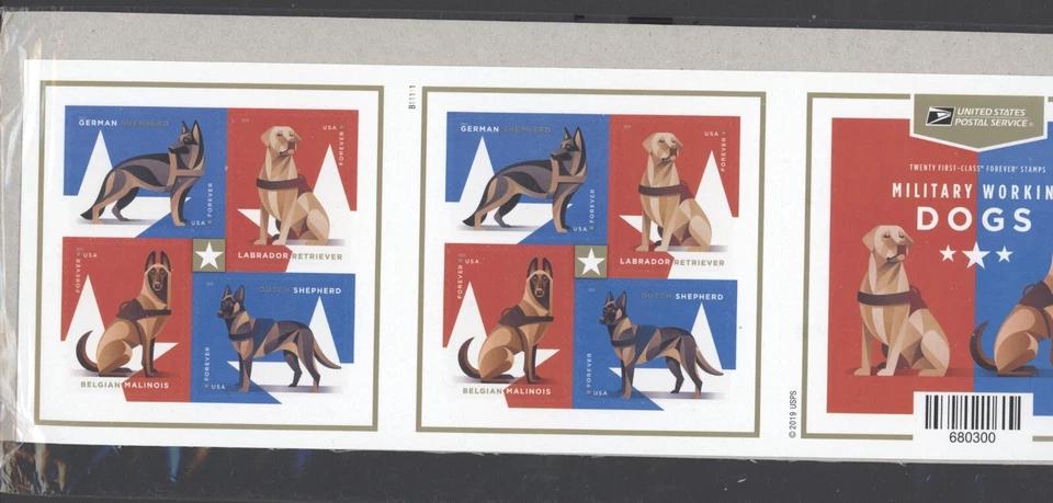 US Scott # 5405-08 Military Working Dogs, Booklet of 20 MNH - Image 1 of 1