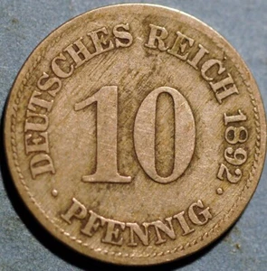 Germany Empire 10 Pfennig 1892 E Wilhelm II KM# 12 - Picture 1 of 2