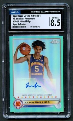 Julian Phillips 2022 Topps Chrome McDonald's All Americans Autographs Aqua CGC - Image 1 of 2