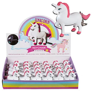 24 x Schlüsselanhänger Einhorn Sound & LED Mitgebsel Mädchen Unicorn Licht rosa - Bild 1 von 4