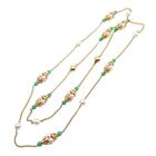Vintage! Mikimoto 18k Yellow Gold Pearl Chalcedony 32" Long Necklace