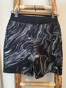 CHAMPION Unisex Kids Sweatshorts Shorts Black Marble Size M Pockets Drawstring - Picture 1 of 17