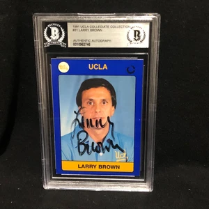 LARRY BROWN UCLA SIGNED AUTO 1991 COLLEGIATE COLLECTION BAS BECKETT SLABBED *746 - Picture 1 of 2