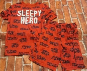 Carters Sz 7 Boys Pajamas Fire Truck Guc Sleepy Hero - Picture 1 of 1