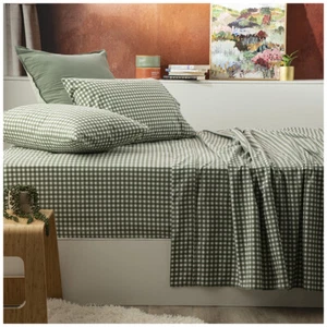 Park Avenue Double Flannelette Fitted Sheet Set 175GSM Egyptian Cotton Gingham - Picture 1 of 4