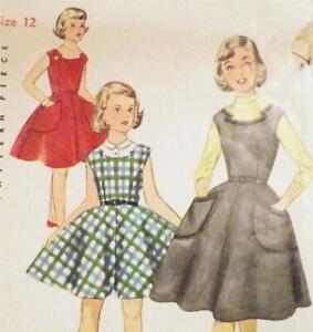 Girls Dress & Jumper Sewing Pattern Size 12 Simplicity 4774 Simple To Make 1950s