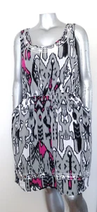 CATO STUDDED SILVER TONE KNEE DRESS Size 20W ELASTIC WAIST POCKETS SLEEVELESS - Picture 1 of 20
