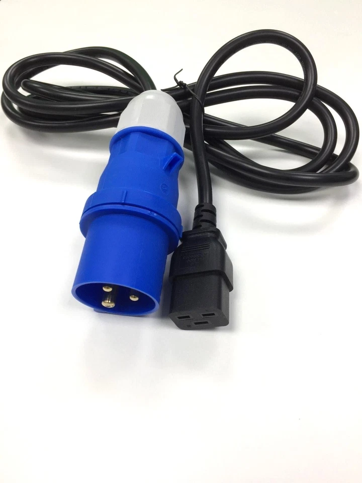  16 AMP 240V COMMANDO PLUG  TO IEC C19 SKT UPS EXTENSION POWER LEAD 2.5 M  - Image 1 of 1