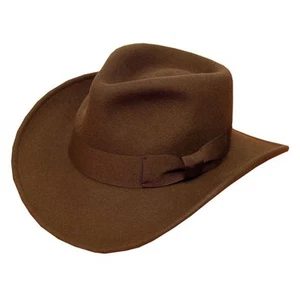 Quality Gents Cowboy Style Fedora Hat With WIDE RIBON Band 100% Wool - Picture 1 of 4