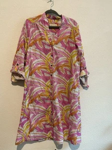 Anthropologie Pink Yellow Lightweight Midi Dress, size Medium (belt Missing) - Picture 1 of 10
