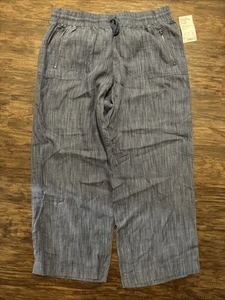 Neu! Athleta Cabo Leinen strukturiert weites Bein Hose Größe 20 UVP 79 $ blau - Bild 1 von 9