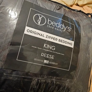 Beddy's Original Zipper Bedding King Reese Gray MINKY Set 2 Shams 1 Pillowcase - Picture 1 of 7