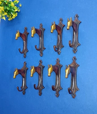 Stallion Horse Head Design Hanger Brass Wall Cloth Hook Set of 08 Pieces AJ389 - Image 1 of 4