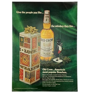 1966 Old Crow Straight Bourbon Whiskey for Christmas Vintage Print Ad - Picture 1 of 1