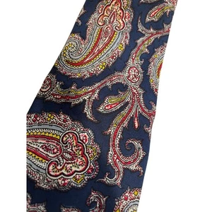 Vintage Bert Pulitzer Blue and Red Paisley Print Pure Silk Necktie - Picture 1 of 7