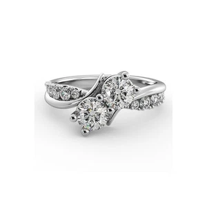 2.48ctw H/SI2 Round Cut Natural Certified Diamonds White Gold Two Stone Ring - Picture 1 of 21