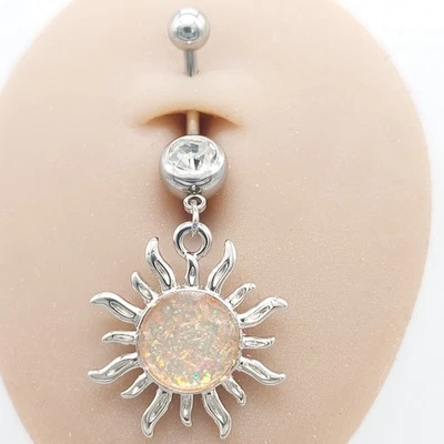Barras para el vientre Botón Piercing Barra Cuelga Ombligo Cuerpo Joyería Anillo Sol Plata Redondo Foto 1 de 4