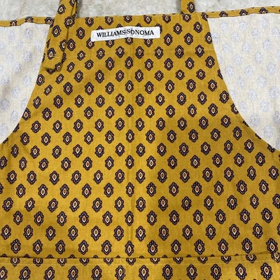 Delantal estampado amarillo Williams Sonoma vintage NUEVO ESTADO hecho en algodón EE. UU. Foto 1 de 4
